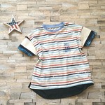 [130]カラフルボーダー*ゆったり後ろ下がりのバタックT