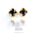 black × cotton pearl pierced