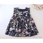 リバティ イルマ ブラック&ピンク ネリネワンピース　80・90サイズ