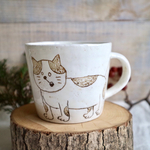 白 マグカップ【ねこと花】