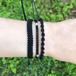 ブラックのワックスコードブレスレット３本セット