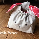 うさぎお弁当袋Ｍ赤ドット※定形外無料 / 雑貨 布小物 動物 子供 入園 入学  キッズ プレゼント お祝い