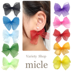 パールとリボンキャッチのピアス