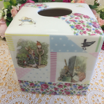 ★fumi3759様特別オーダー品ピーターラビットパッチワーク風ティッシュケースボックス♥ポーセラーツ