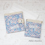 リバティ　携帯用ボックスティッシュケース＆携帯ごみ入れセット【Alice W　アリスW(ブルー)】