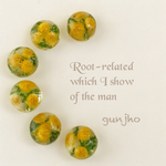 夏。ミモザのまんまるピアス