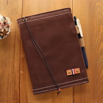 H1780　帆布のB6フリーノートカバー ペンホルダー付き　ブラウン　【初回限定販売】