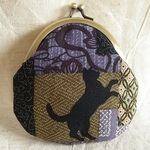 猫好きさんの和柄がま口(青)