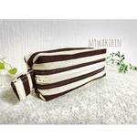 茶ストライプのペンケース