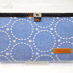 (710) サークル刺繍の文鎮口金長財布◇薄