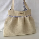 ☆オーダー品【送料無料】リネンのタック入バッグ(ラベンダー＊花柄)