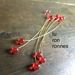 ピン付きガラスビーズ 5本 丸  バーガンディ