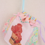 hana*ハンドメイド★レトロアニマルまんまる巾着♪パステルパッチワーク★ブーツベアちゃん♪