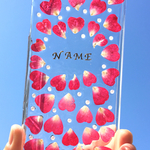 名前入り*全機種対応 ハートの花びら 押し花 スマホケース iphone/Xperia/Galaxy/AQUOS 他