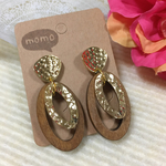 大人かっこいい！ゴールド×ウッドの大ぶりピアス♡