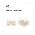 [14KGF] (14mm) Cotton Pearl StudPierce [White]