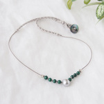 Drop Short Necklace（Silver×Green）