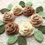 再販＊オリジナル✿爽やかコットン*薔薇のお花&葉っぱモチーフ*✿ベージュ系