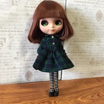 ブライス リカちゃん サイズ ふんわりワンピース緑