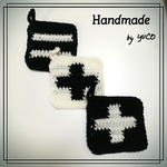 アクリルたわし～モノトーンのクロスとボーダー
