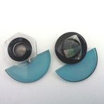 Vintage button♡ブラック&グリーンピアス・イヤリング