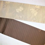 【新品】正絹半巾帯(紬と縞)継目なし　 長尺　シックな半幅帯