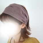 いい色のコットンリネンのゆるターバン　ダンガリー調ココア　ナチュラル　コーデのスパイスに**母の日のプレゼントにも