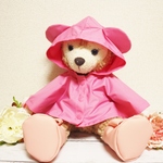 お耳も入る♪　レインポンチョ☆ピンク（ぬいぐるみ用）