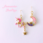 ユニコーン　月 ピアス/イヤリング