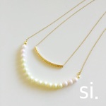 上品パールとゴールドパイプのバイカラーネックレス♩【white/lemon】