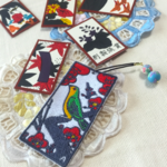 【再販】花札の刺繍しおり＊梅に鶯