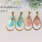 ◎再販8▽天然シェルのラインストーンドロップイヤリング