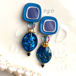 ☆Vintage Button☆ブルーな爽やかピアス/イヤリング