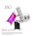 16G ボディピアス 上品 三連 片耳 軟骨 軟骨ピアス DPB055 SV×MIX
