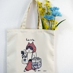  トートバッグ     お買い物ねこ ピンク #猫