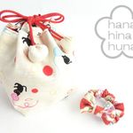 リバーシブル巾着★猫生成り★おまけ付き★浴衣に♪