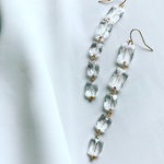 レクタングルカットのクリスタルロングピアス＊