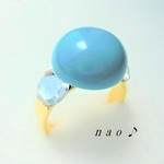 夏のリング（ターコイズ（練り）×スワロフスキー）