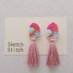 old rose×fringe刺繍ピアス