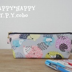 HAPPY☆ペンケース（ハリネズミさん大集合！：グレー）
