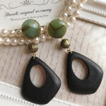 ブラックウッド❤︎マーブルアンティーク樹脂ピアス