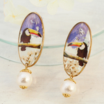 オオハシ×押し花 クリアフォト  オーバル型L ピアス