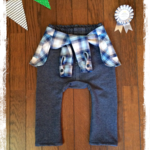 腰巻き風モンキーパンツ NAVY青チェック 80