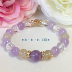 ラベンダーアメジストとルチルクォーツの天然石ブレスレット/パワーストーン
