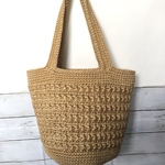 【受注製作】スタークロッシェ編みの麻ひもマルシェバックＣ（Ｌ）