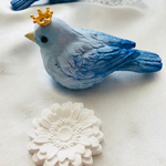 青い鳥inお花畑のアロマストーン☆Blue Bird☆置物☆ラッキーアイテム☆幸運の小鳥