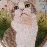 刺繍で似顔絵額入り