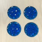 VINTAGE CLEAR BLUE ROUND DESIGN CABOCHONS