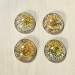 CLEAR FLOWER YELLOW DOME CABOCHONS