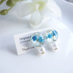 Blue underwater flowers イヤリング /ピアス パープル 